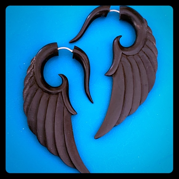 Jewelry - Fake gage earrings. Hand carved.